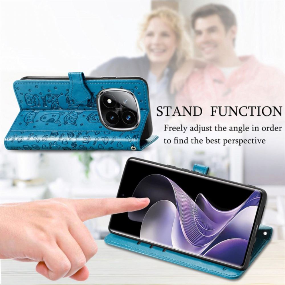 Kožený Kryt Na Xiaomi Redmi Note 14 Pro 5g Animovaná Zvířata