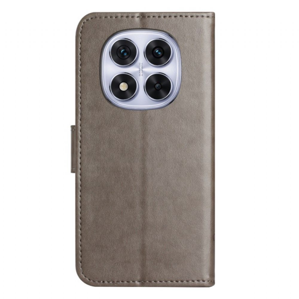 Kožený Kryt Na Xiaomi Redmi Note 14 Pro 5g Květinový Potisk