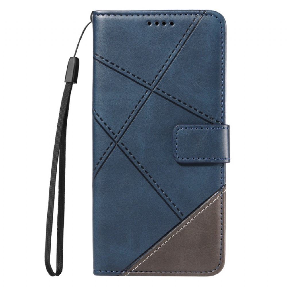 Kožený Kryt Xiaomi Redmi Note 14 Pro 5g Dvoubarevné Linie Popruhu