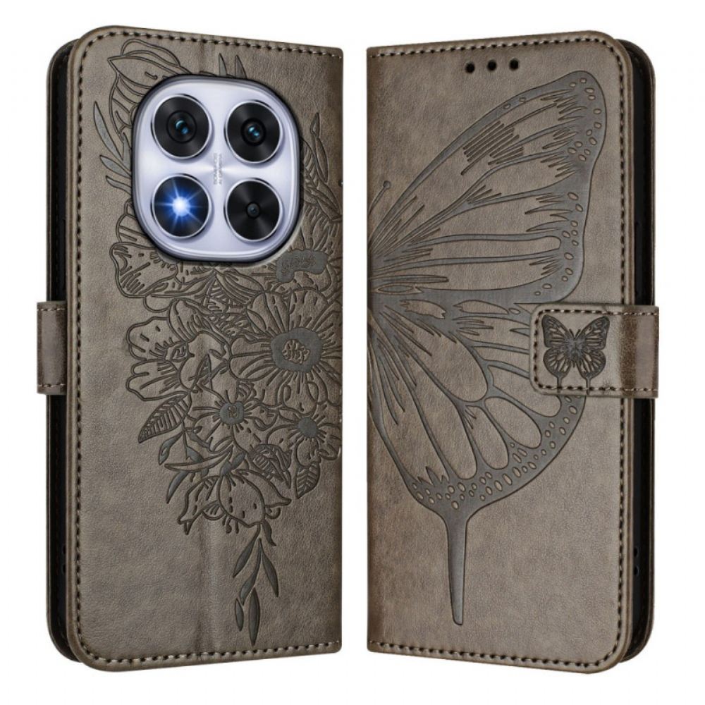 Kožený Kryt Xiaomi Redmi Note 14 Pro 5g Grafický Motýl