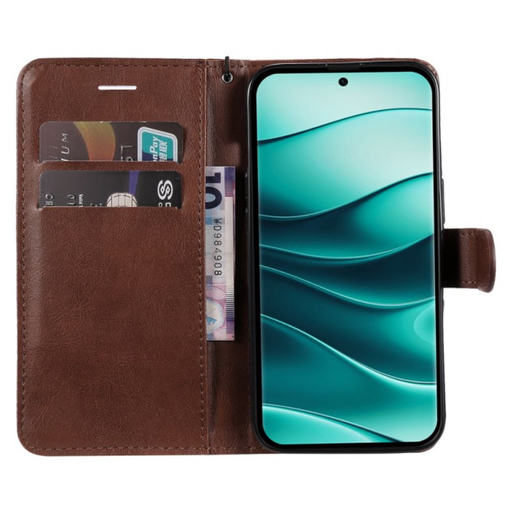 Kožený Kryt Xiaomi Redmi Note 14 Pro 5g Jednobarevná Umělá Kůže