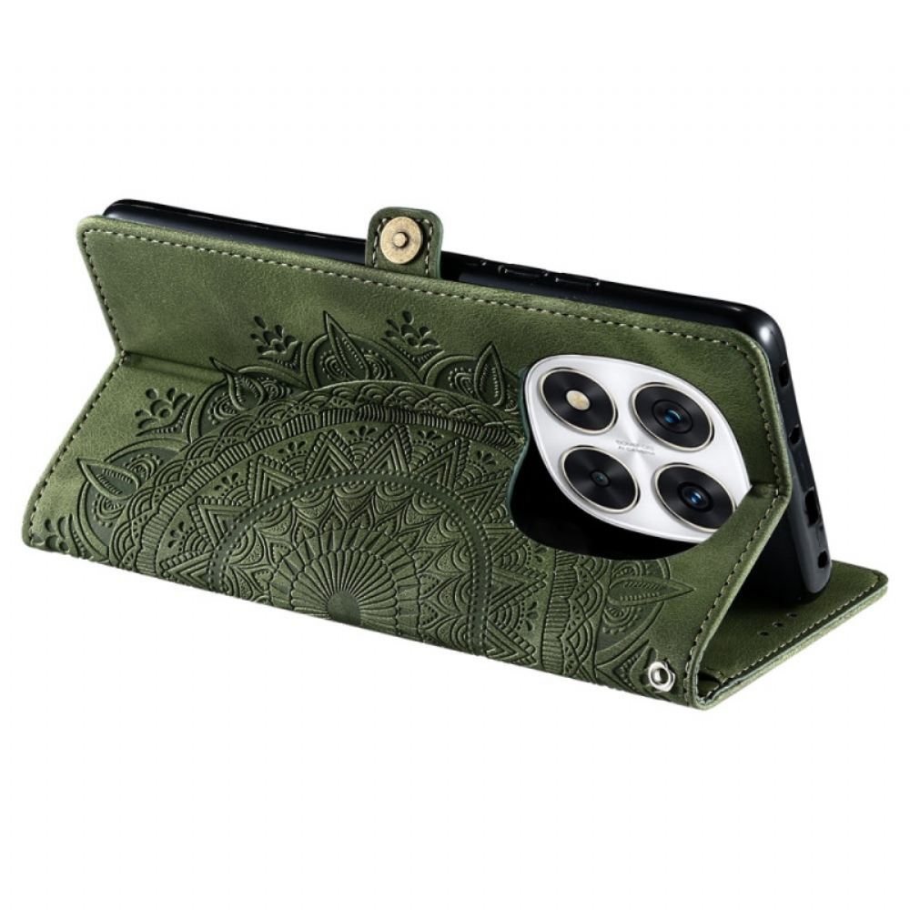 Kožený Kryt Xiaomi Redmi Note 14 Pro 5g Semišový Efekt Mandaly