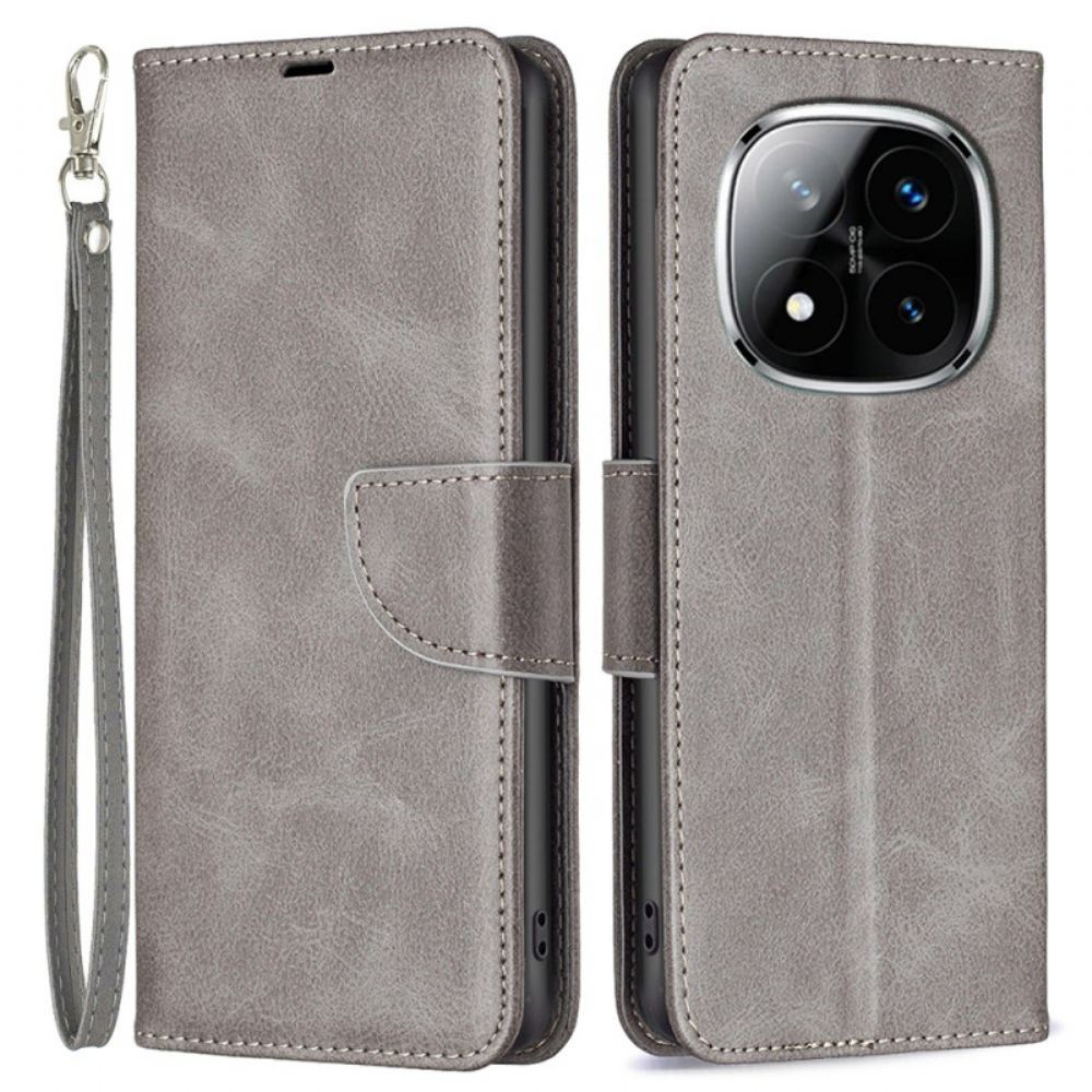 Kožený Kryt Xiaomi Redmi Note 14 Pro 5g Šikmé Zapínání Řemínku