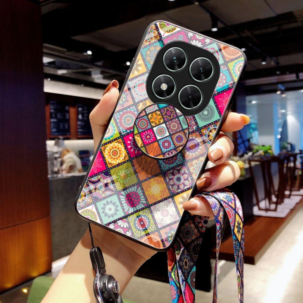 Kryt Xiaomi Redmi Note 14 Pro 5g Patchworkový Pásek A Držák Na Prsteny