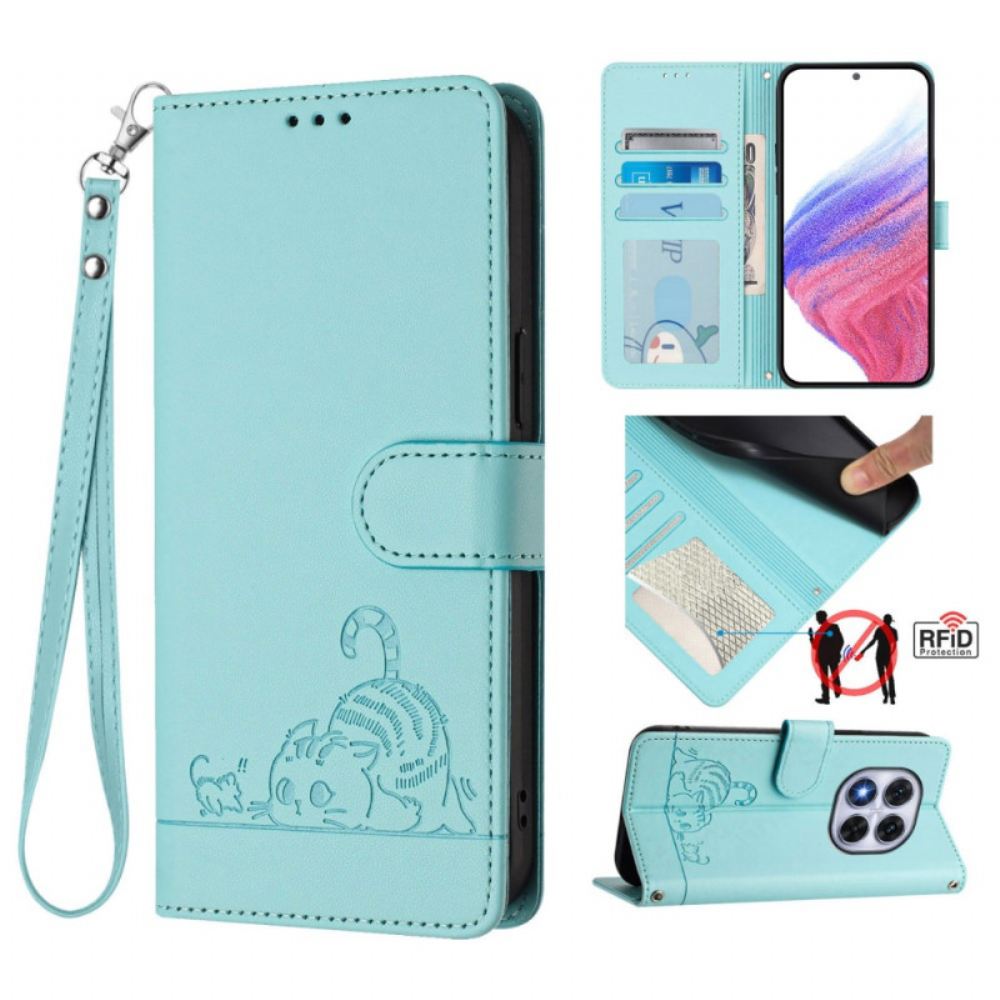 Peněženková Pouzdra Xiaomi Redmi Note 14 Pro 5g Kryty Na Mobil Rfid Ochrana Kočičí Scéna