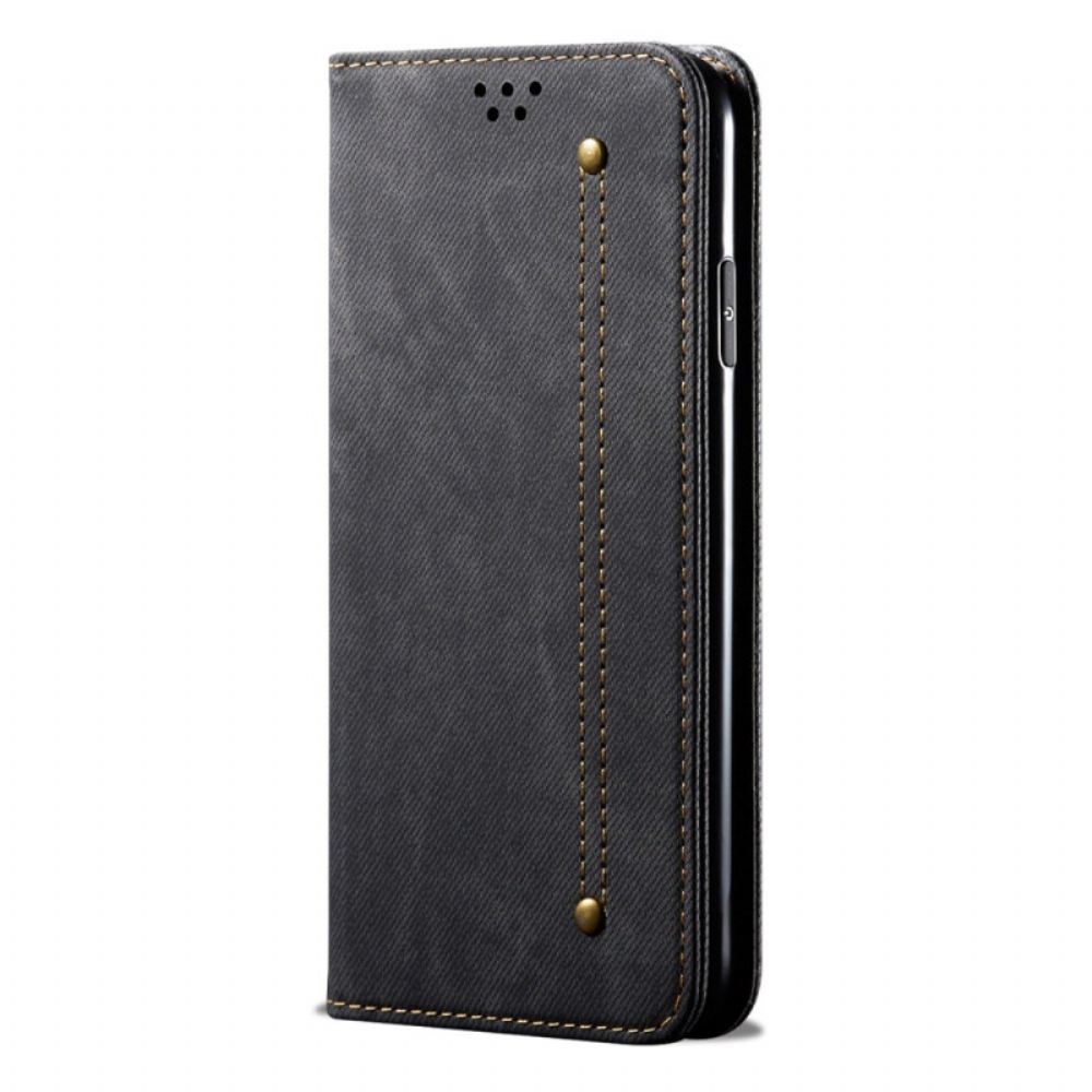 Kožené Pouzdro Folio Motorola Edge 50 Džínová Látka