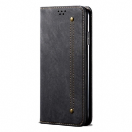 Kožené Pouzdro Folio Motorola Edge 50 Džínová Látka