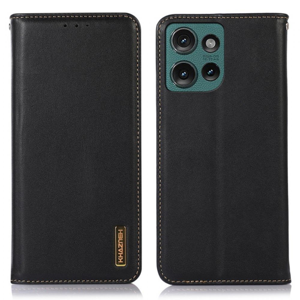 Kožené Pouzdro Folio Motorola Edge 50 Pravá Kůže Khazneh