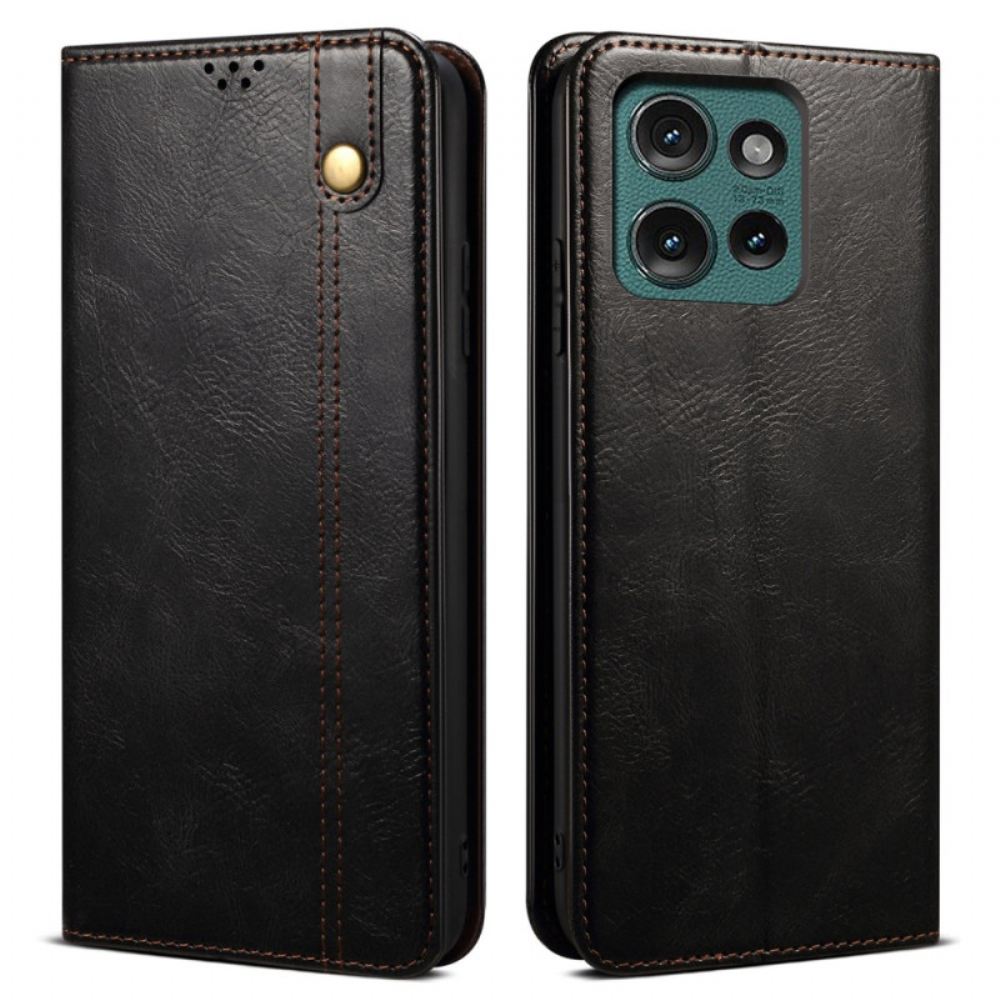 Kožené Pouzdro Folio Motorola Edge 50 Voskovaná Imitace Kůže