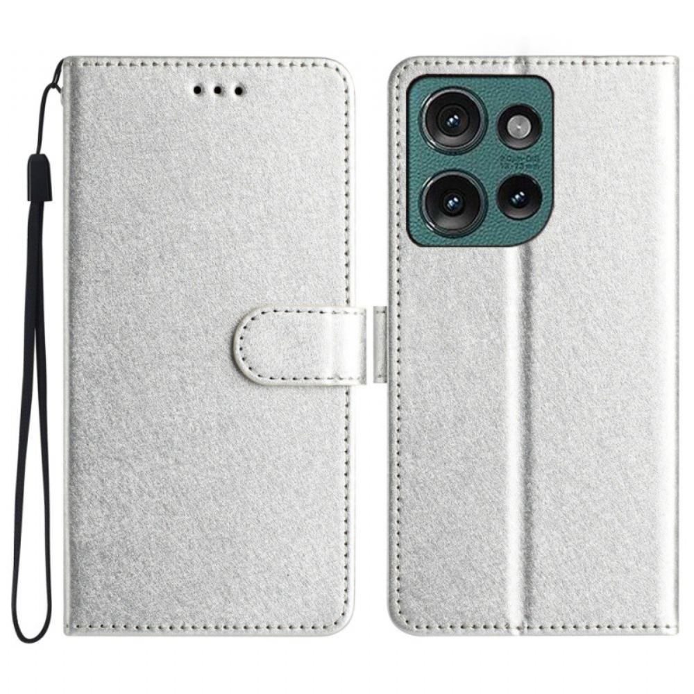Kožený Kryt Motorola Edge 50 Hedvábná Textura