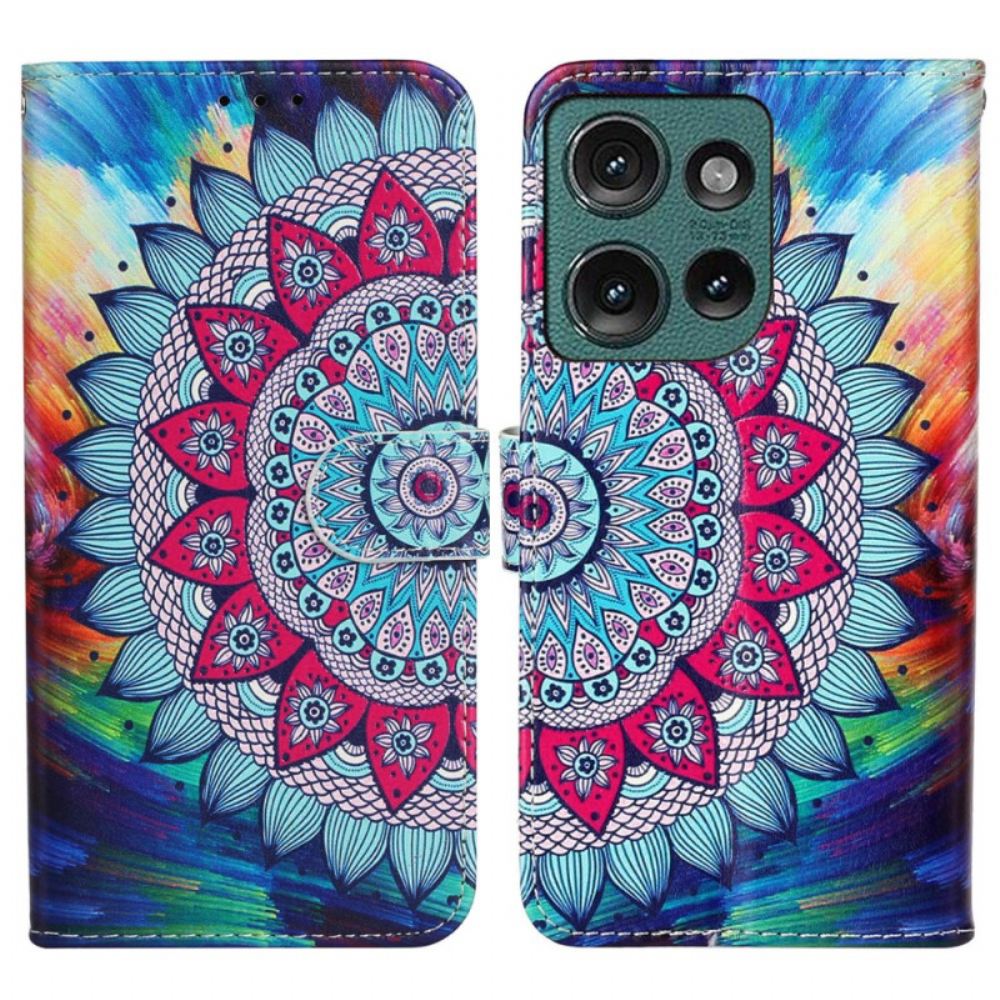 Kožený Kryt Motorola Edge 50 Prémiová Mandala
