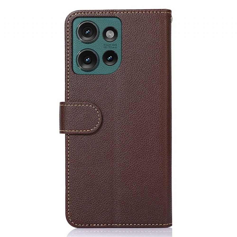 Kožený Kryt Na Motorola Edge 50 Dvoutónové Blokování Rfid Khazneh
