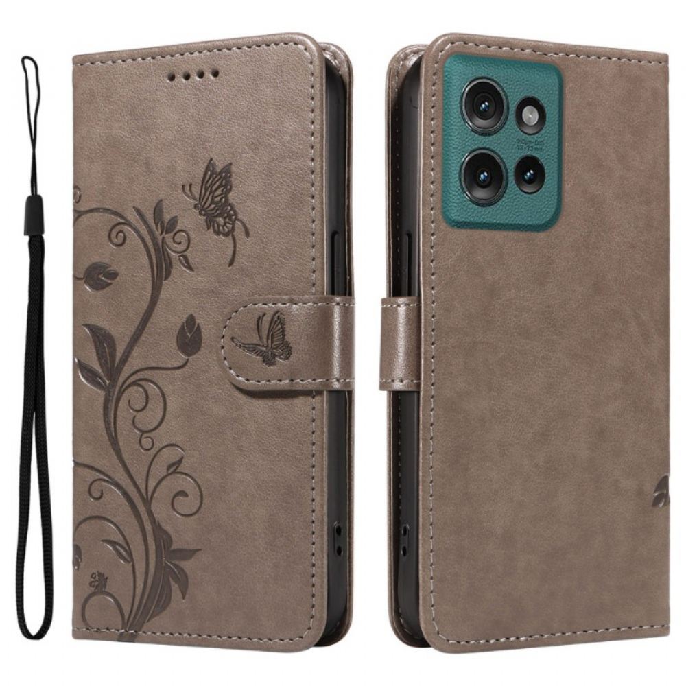 Kožený Kryt Na Motorola Edge 50 Květinový Vzor