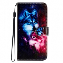 Kožený Kryt Na Motorola Edge 50 Pár Vlků