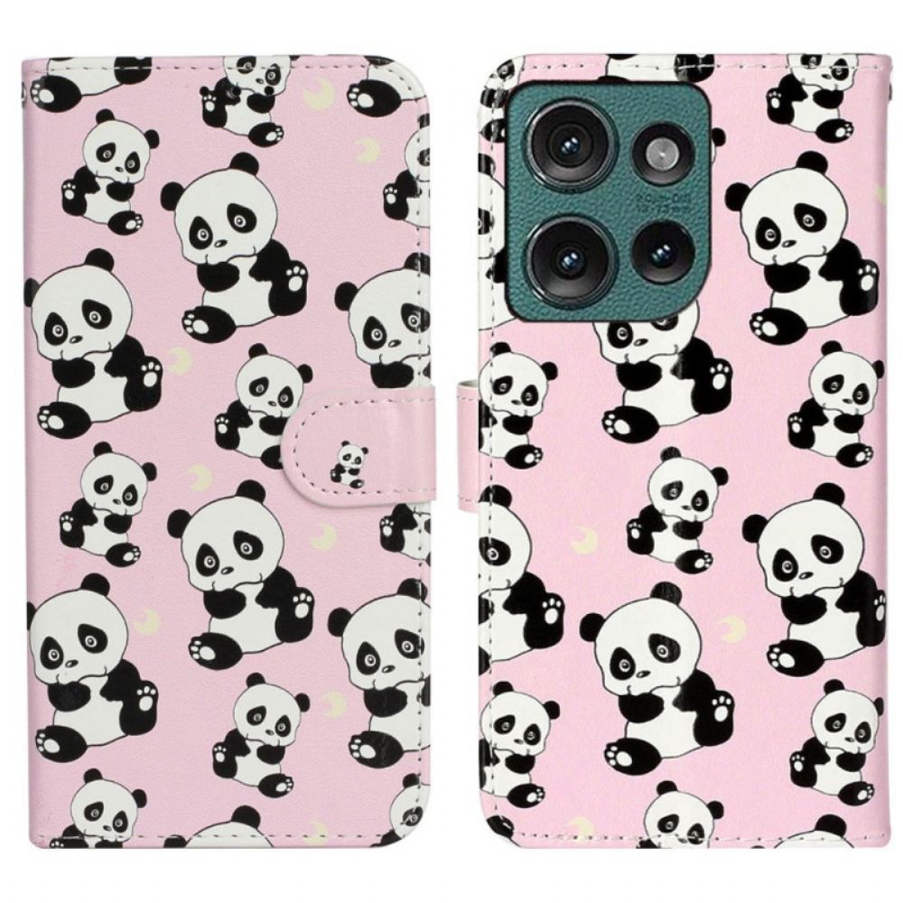 Peněženková Pouzdra Motorola Edge 50 Pandas Premium