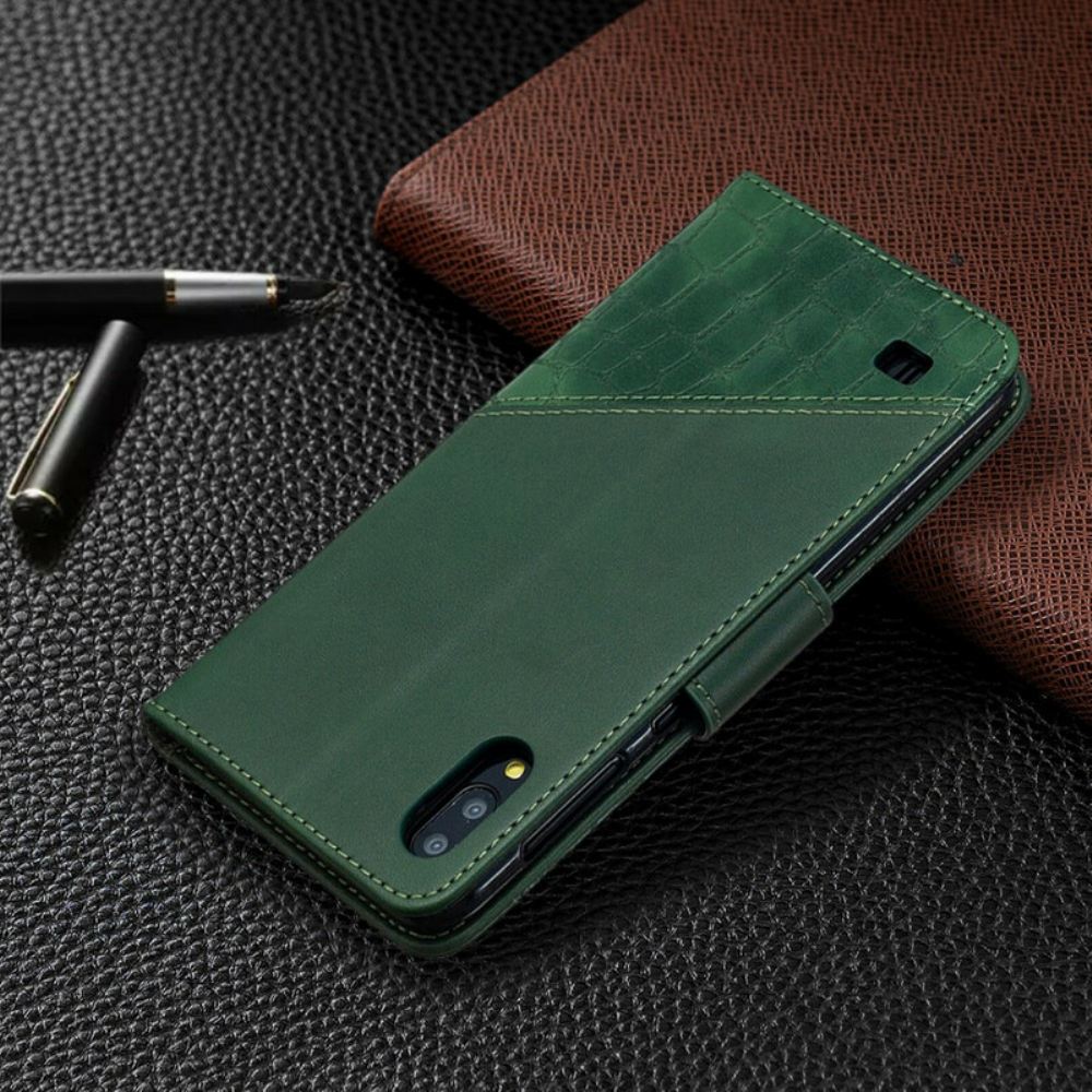 Flipové Pouzdro Na Samsung Galaxy A10 Klasický Efekt Krokodýlí Kůže