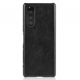 Kryt Na Sony Xperia 5 Kožený Efekt Litchi