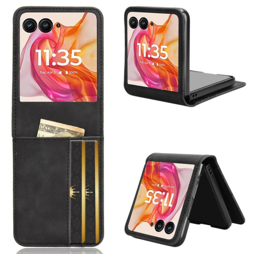 Kryt Na Motorola Razr Plus 2024 Kožený Držák Karet S Efekty