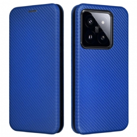 Kožené Pouzdro Folio Xiaomi 14 Uhlíkové Vlákno