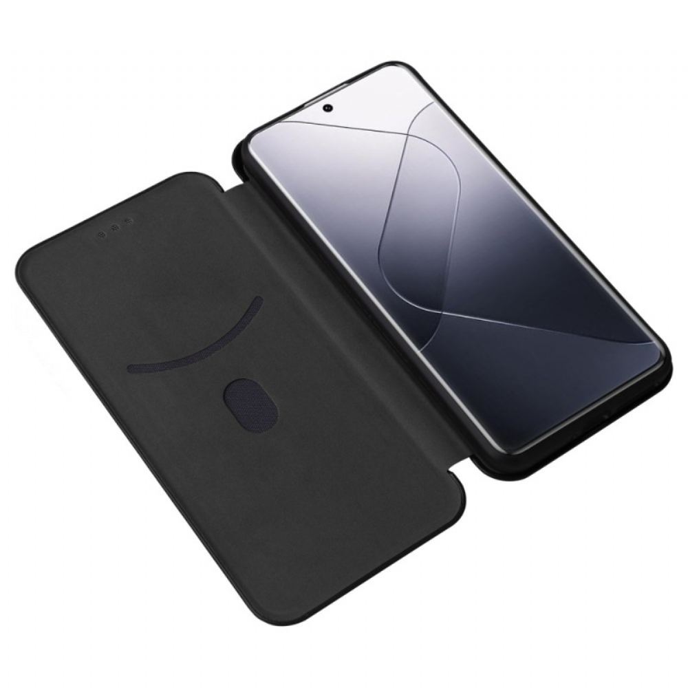Kožené Pouzdro Folio Xiaomi 14 Uhlíkové Vlákno