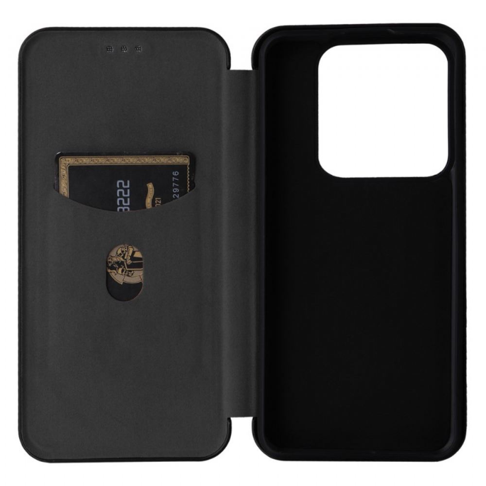 Kožené Pouzdro Folio Xiaomi 14 Uhlíkové Vlákno