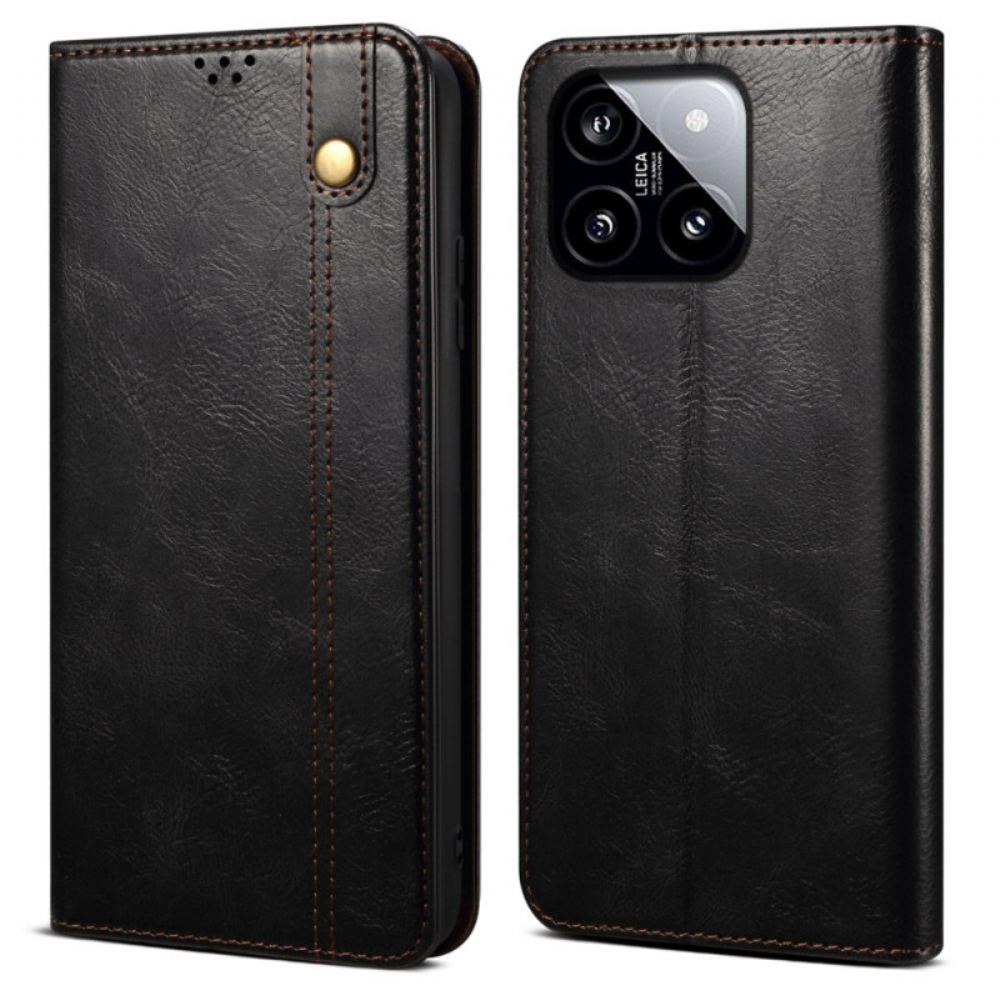 Kožené Pouzdro Folio Xiaomi 14 Voskovaná Imitace Kůže