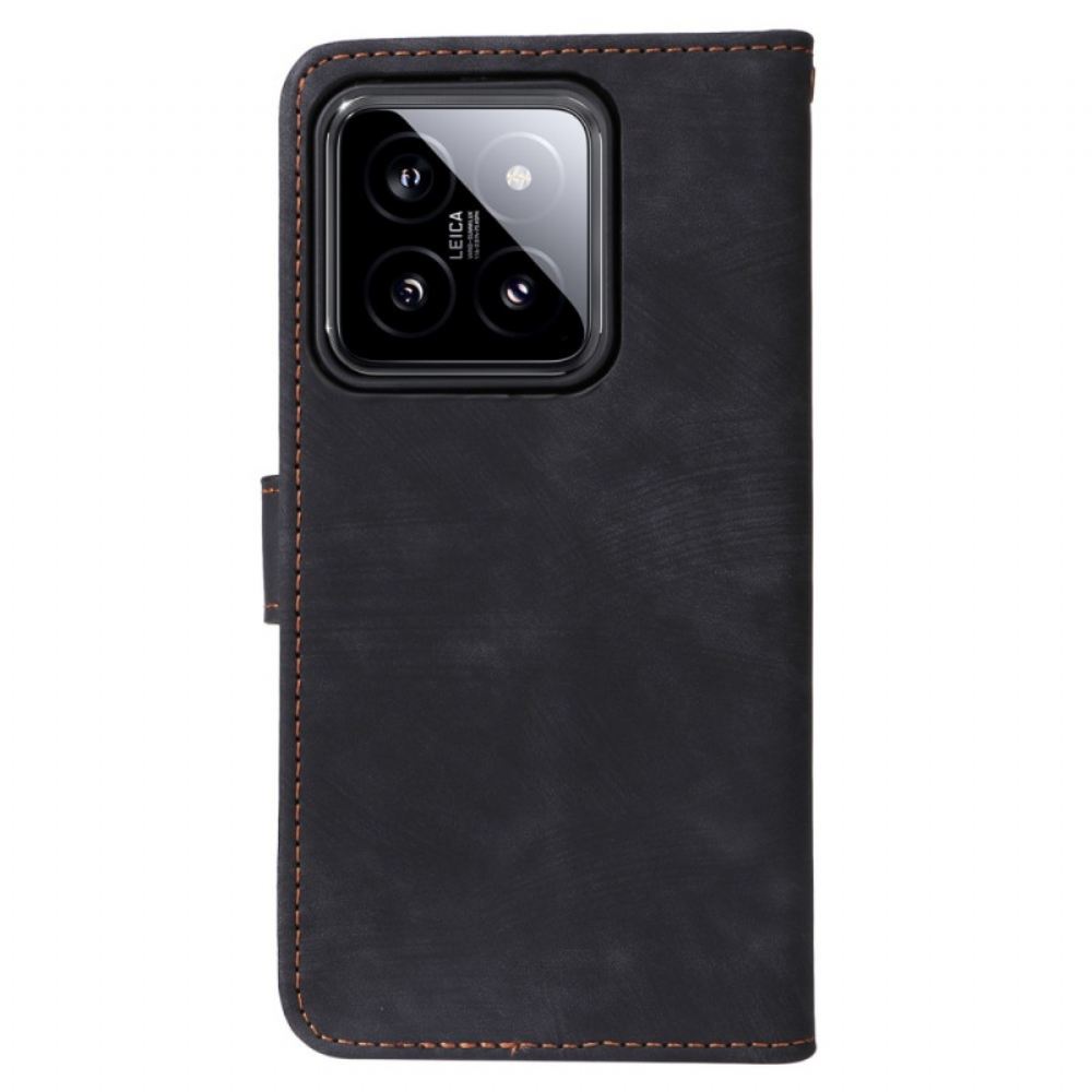 Kožený Kryt Na Xiaomi 14 Blokování Rfid Pomocí Popruhu