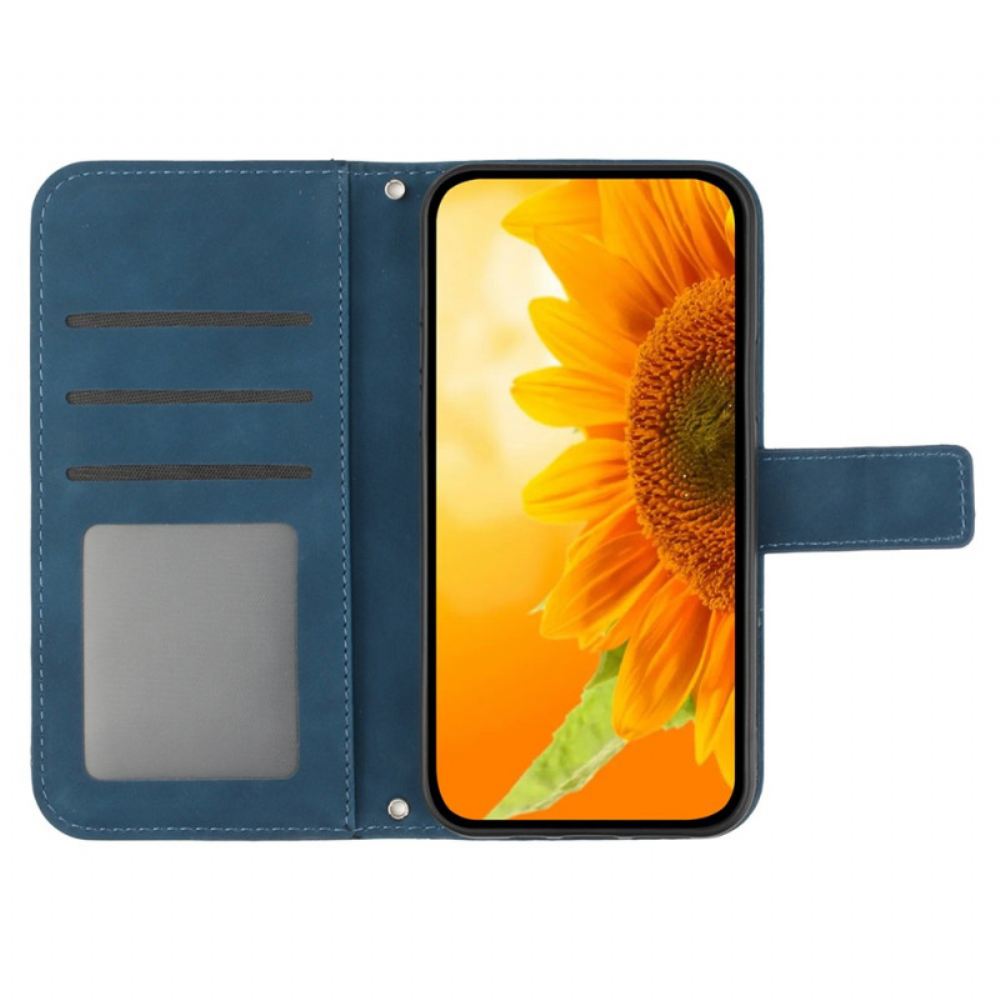 Kožený Kryt Na Xiaomi 14 Slunečnice S Popruhem
