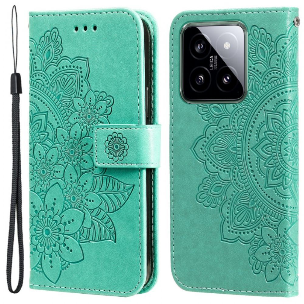 Kožený Kryt Na Xiaomi 14 Tisk Mandaly
