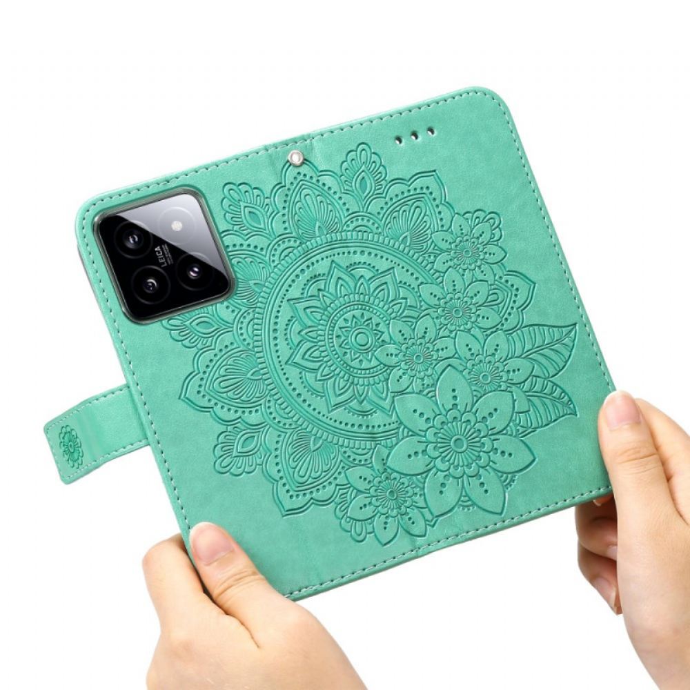 Kožený Kryt Na Xiaomi 14 Tisk Mandaly