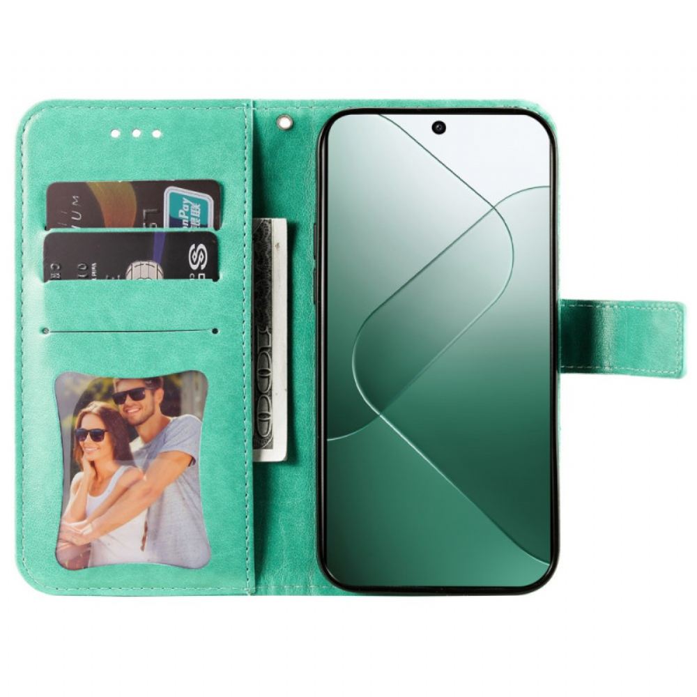 Kožený Kryt Na Xiaomi 14 Tisk Mandaly