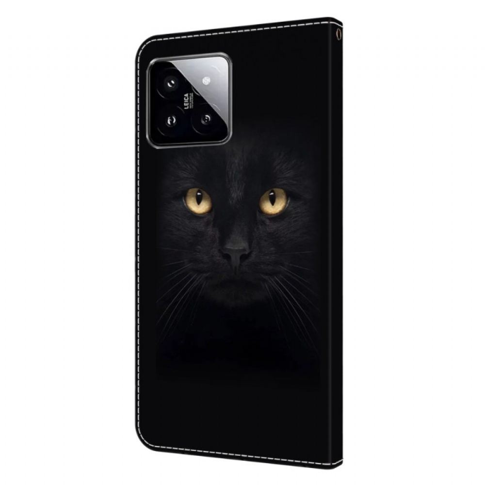 Kožený Kryt Na Xiaomi 14 Černá Kočka