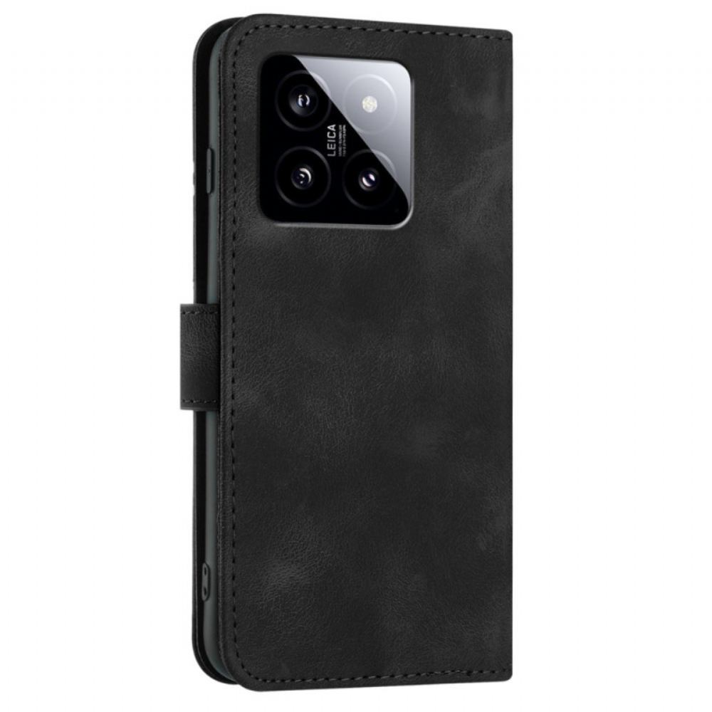 Kožený Kryt Xiaomi 14 Geometrický Vzor S Páskem