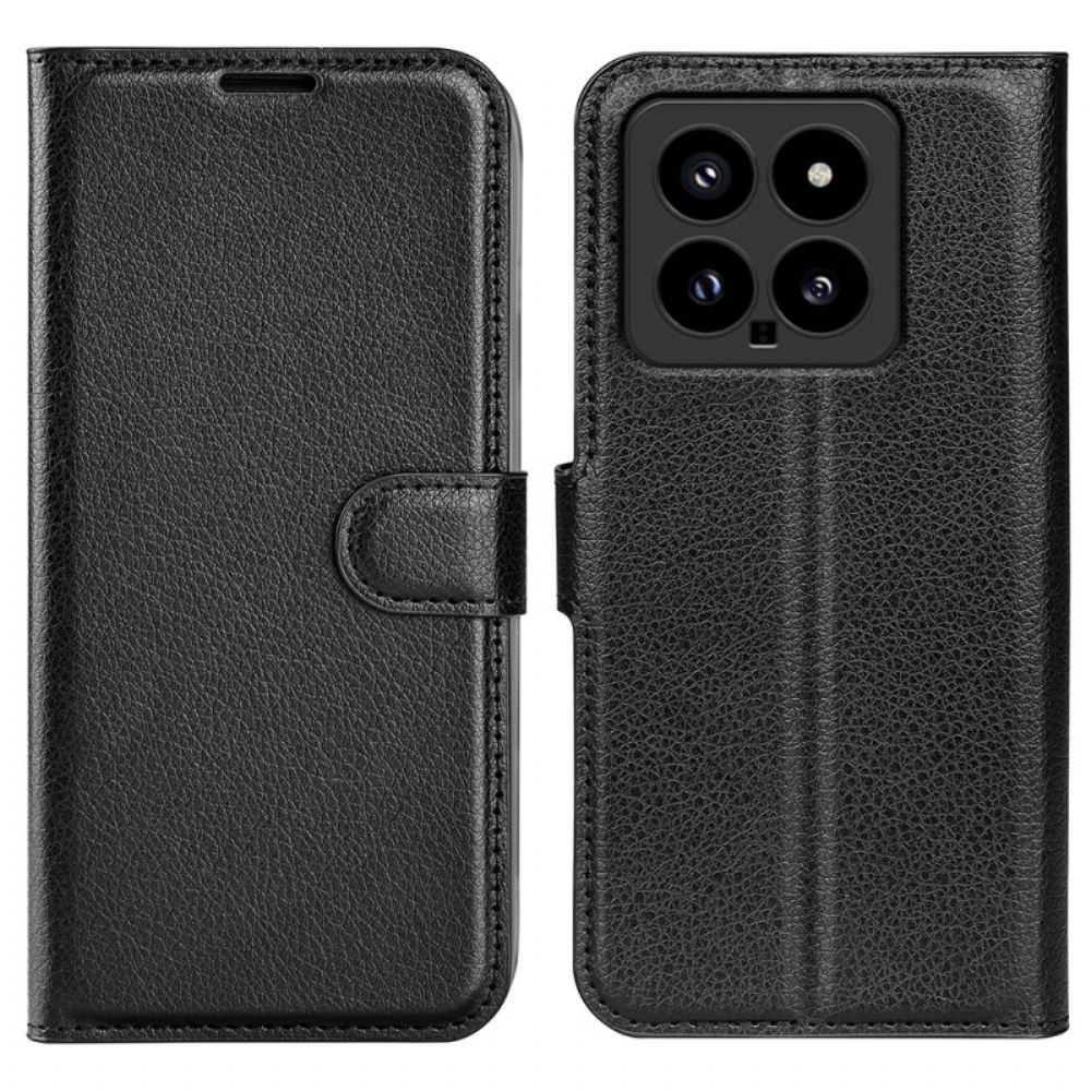 Kožený Kryt Xiaomi 14 Klasická Umělá Kůže Litchi
