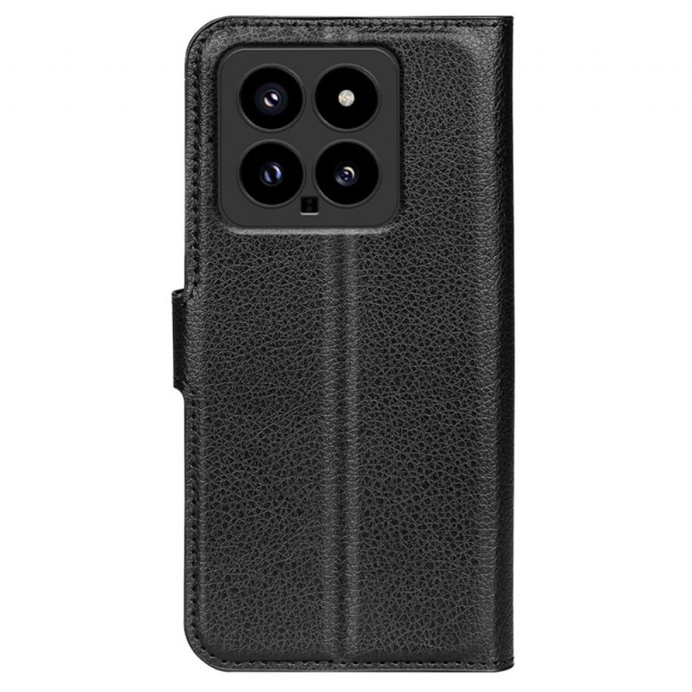 Kožený Kryt Xiaomi 14 Klasická Umělá Kůže Litchi