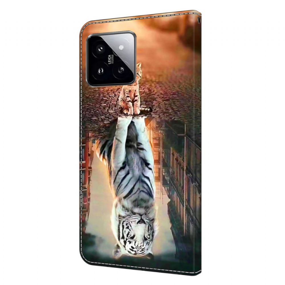 Kožený Kryt Xiaomi 14 Kotěcí Sen
