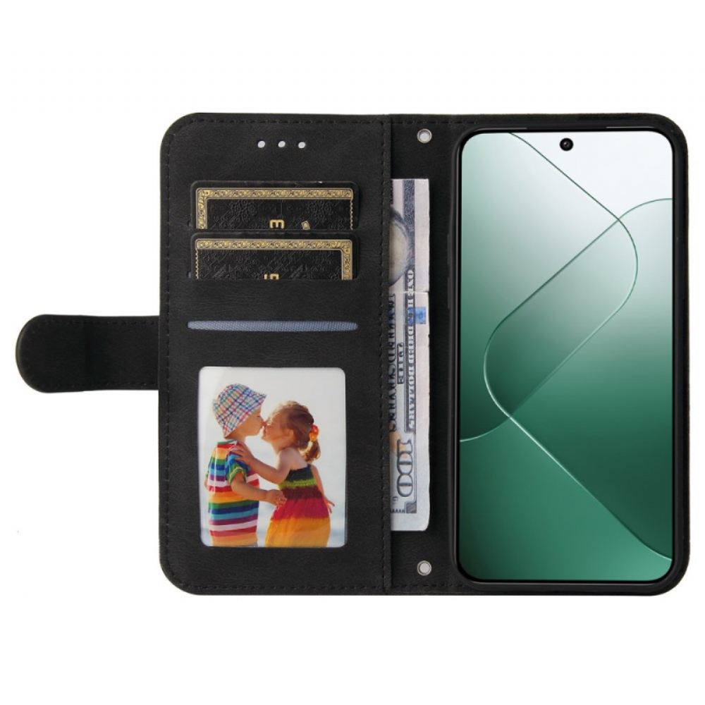 Kožený Kryt Xiaomi 14 Nýt A Popruh