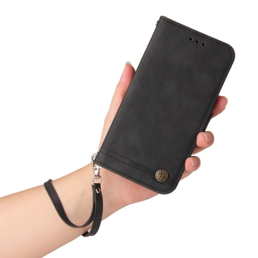 Kožený Kryt Xiaomi 14 Nýt A Popruh