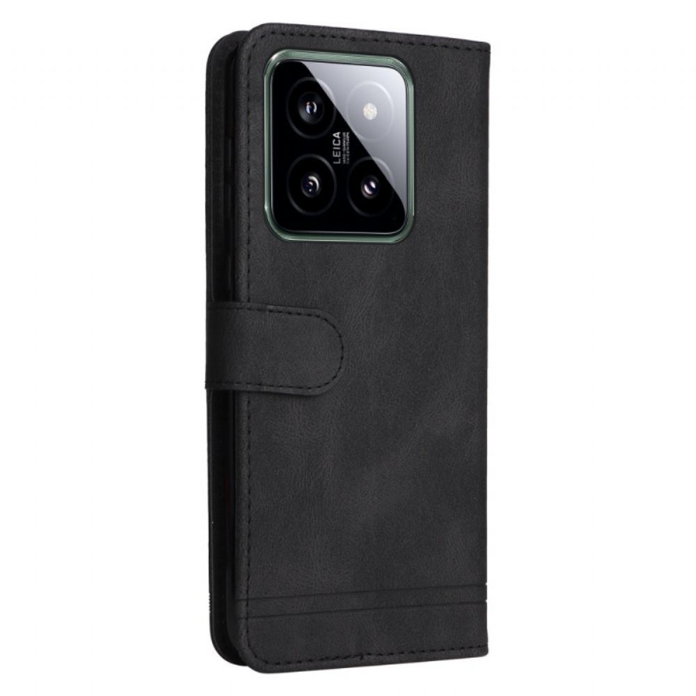 Kožený Kryt Xiaomi 14 Nýt A Popruh