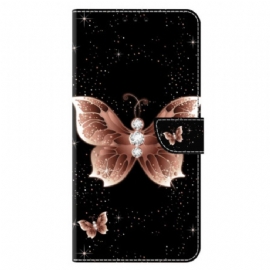 Kožený Kryt Xiaomi 14 Růžový Diamantový Motýl