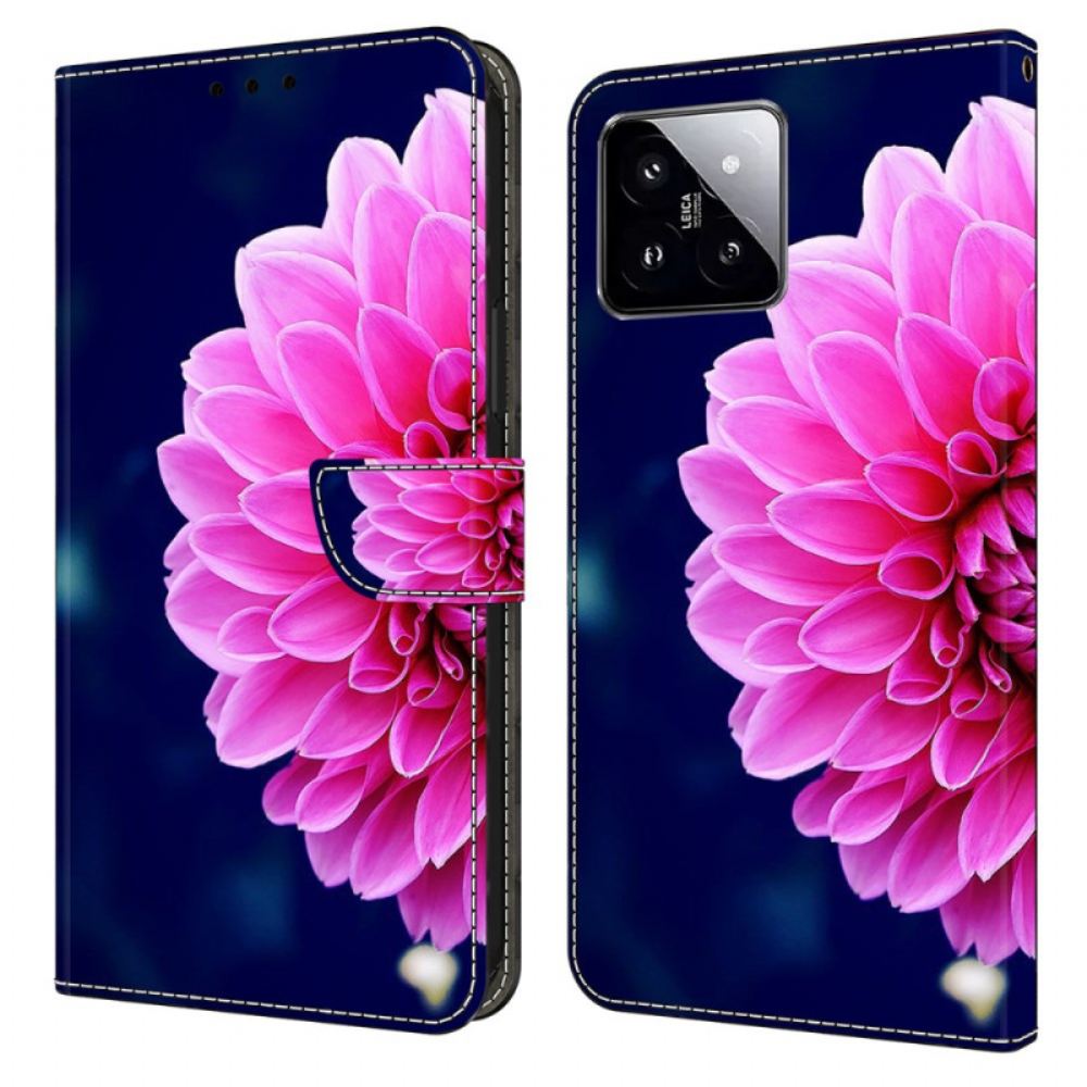 Kožený Kryt Xiaomi 14 Růžový Květ