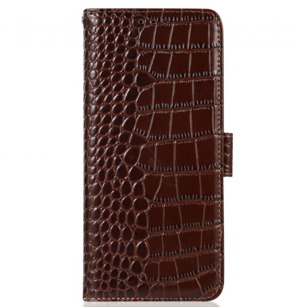 Kožený Kryt Xiaomi 14 S Blokováním Crocodile Rfid