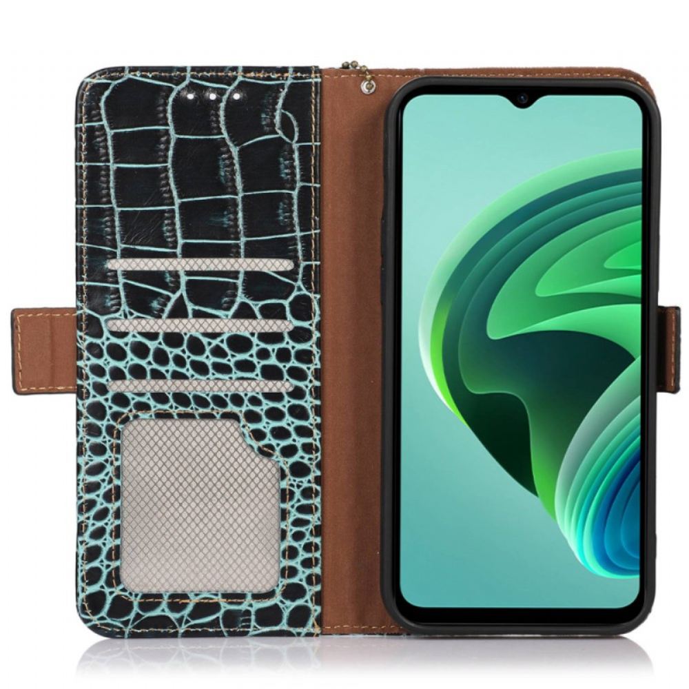 Kožený Kryt Xiaomi 14 S Blokováním Crocodile Rfid