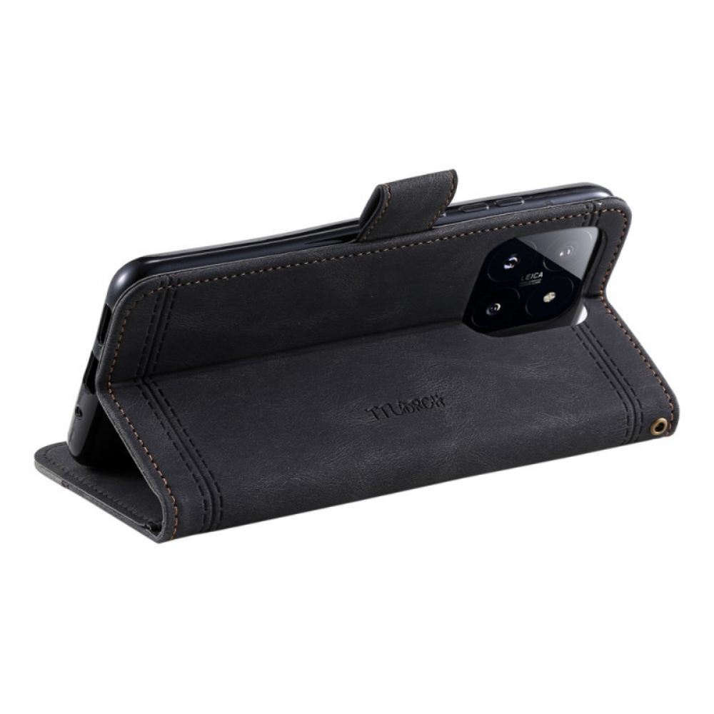 Kožený Kryt Xiaomi 14 S Blokováním Rfid Ttudrch