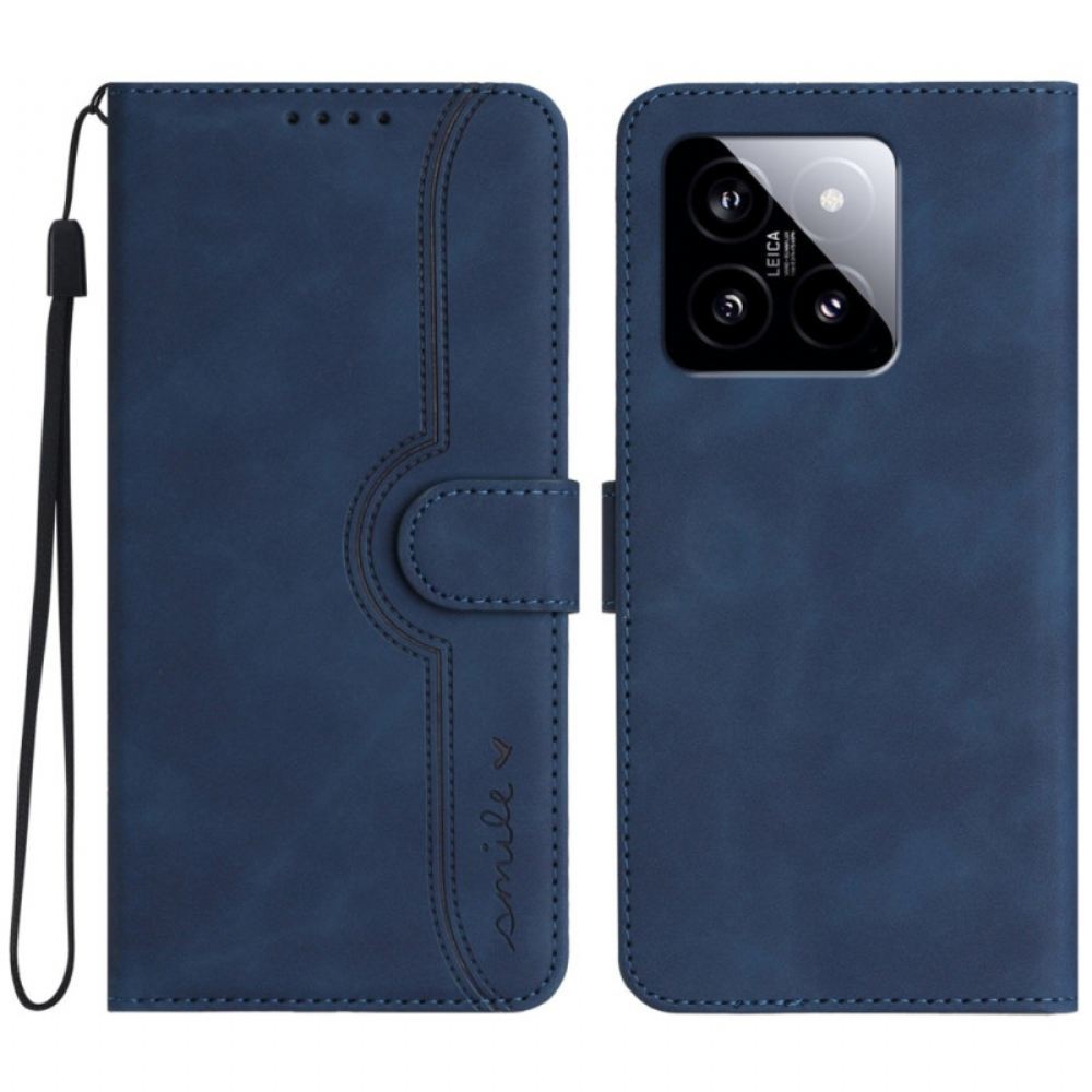 Kožený Kryt Xiaomi 14 Úsměv Na Lanyard