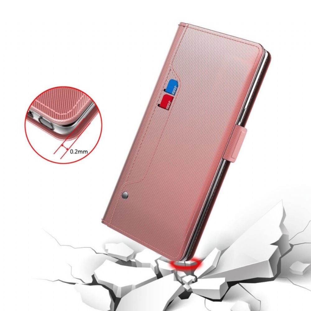 Kožený Kryt Xiaomi 14 Zrcadlový A Odnímatelný Držák Karty