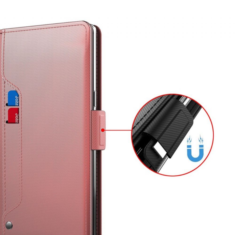 Kožený Kryt Xiaomi 14 Zrcadlový A Odnímatelný Držák Karty