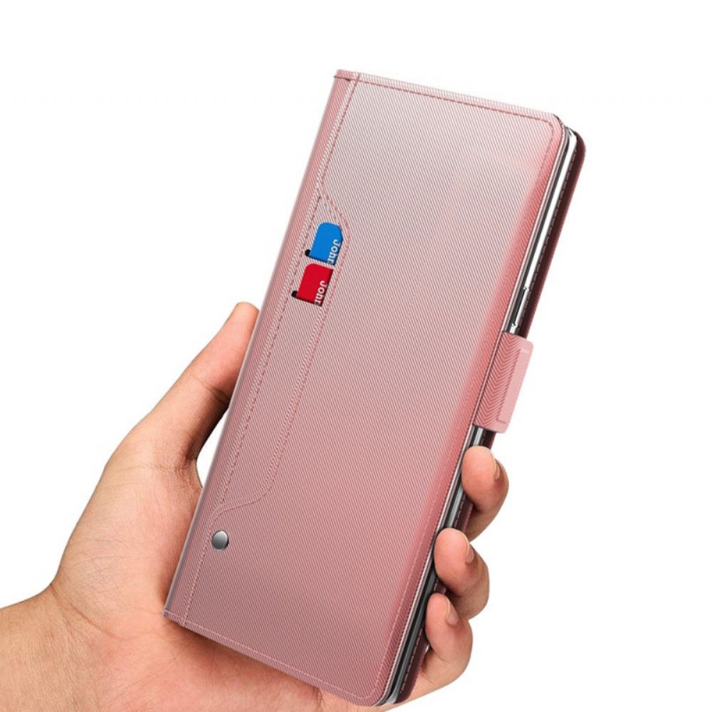 Kožený Kryt Xiaomi 14 Zrcadlový A Odnímatelný Držák Karty