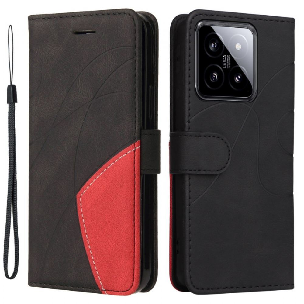 Peněženková Pouzdra Xiaomi 14 Kryty Na Mobil Dvoutónové Čáry