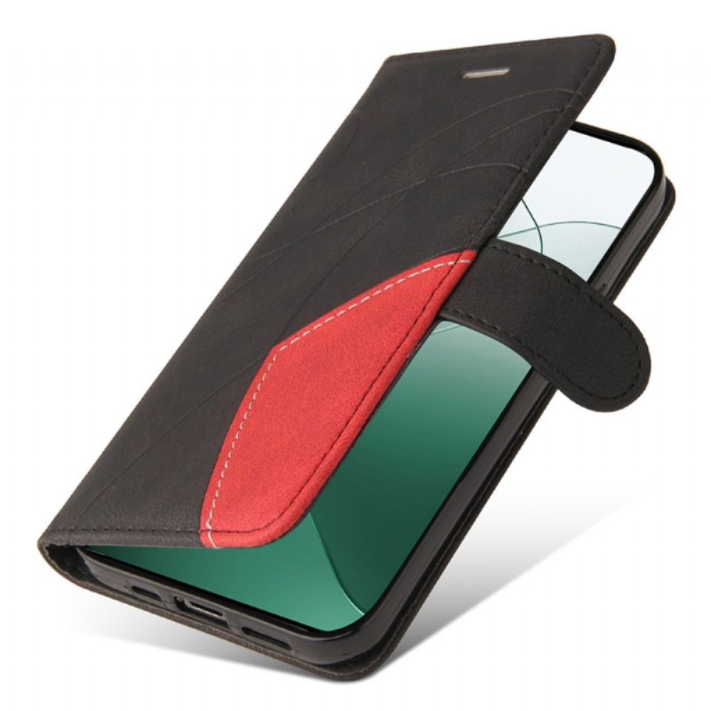 Peněženková Pouzdra Xiaomi 14 Kryty Na Mobil Dvoutónové Čáry